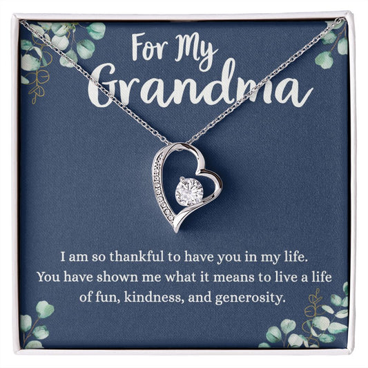 To My Grandma Necklace, Gift for Grandmother Necklace, Mothers Day Gift For Grandma Nana, Grandma Jewelry From Grandchildren GrandKids , Jewelry Box Gift For Grandma Grandmother4 Forever Love Necklace
