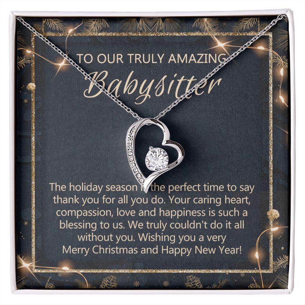 Babysitter Christmas Necklace Gift, Babysitter Gift, Christmas Babysitter Gift from Family, Merry Christmas Day Gift, Holiday Gift, Babysitter Necklace for Women 301 Forever Love Necklace