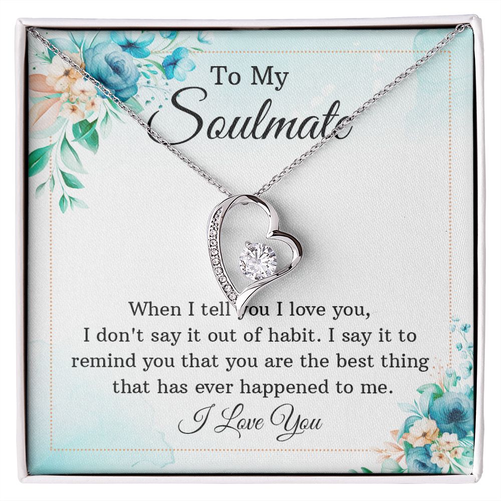 To My Soulmate Necklace for Women Birthday Christmas Jewelry Gifts For My Wife with Message Card Box Personalized Gift Present Pendant for Future Wife Soulmate Girlfriend Love 12 Forever Love Necklace