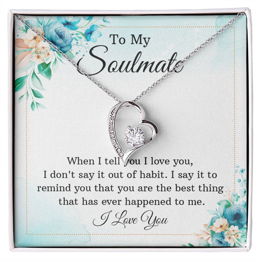 To My Soulmate Necklace for Women Birthday Christmas Jewelry Gifts For My Wife with Message Card Box Personalized Gift Present Pendant for Future Wife Soulmate Girlfriend Love 12 Forever Love Necklace