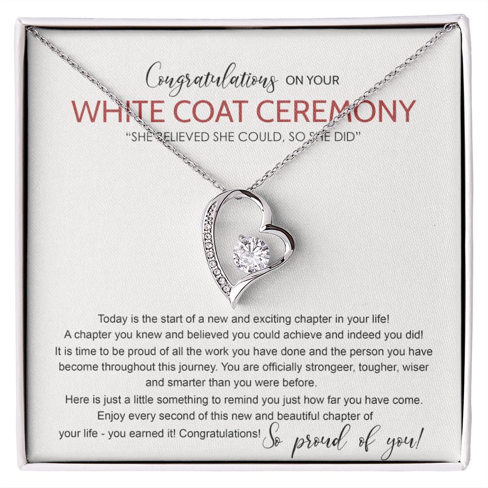 White Coat Ceremony Gift Necklace, Chiropractor White Coat Ceremony, New Doctor Gift, Gifts Congrats Graduation Pendants Gift For Daughter, Granddaughter, White Coat Ceremony Necklace Gift Forever Love Necklace