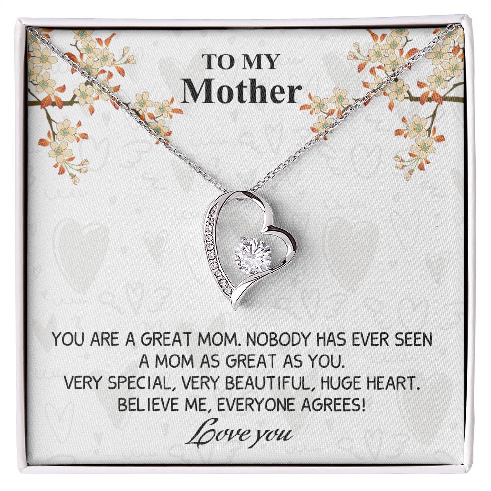 Mom Necklace Gifts for Mom from Daughter to Mom Gifts for Mothers Day from Daughter, To My Mom Necklace from Daughter to Mom Birthday Gifts Necklace with Message Card and Gift Box8 Forever Love Necklace