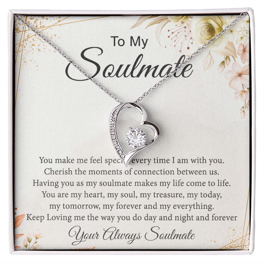 To My Soulmate Necklace for Women Birthday Christmas Jewelry Gifts For My Wife with Message Card Box Personalized Gift Present Pendant for Future Wife Soulmate Girlfriend Love 26 Forever Love Necklace