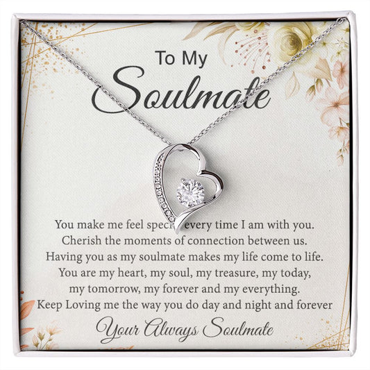 To My Soulmate Necklace for Women Birthday Christmas Jewelry Gifts For My Wife with Message Card Box Personalized Gift Present Pendant for Future Wife Soulmate Girlfriend Love 26 Forever Love Necklace