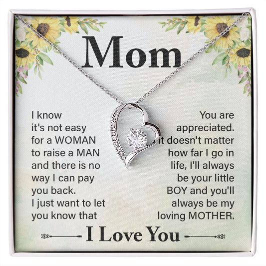 To My Mom Necklace, Gift For Mom, Mother's Day Gift from Daughter, Mom Jewelry Gift for Mothers Day, Birthday Gift for Mother, Moms Gift from Daughter Son, Necklace for Mom Mother 20 Forever Love Necklace