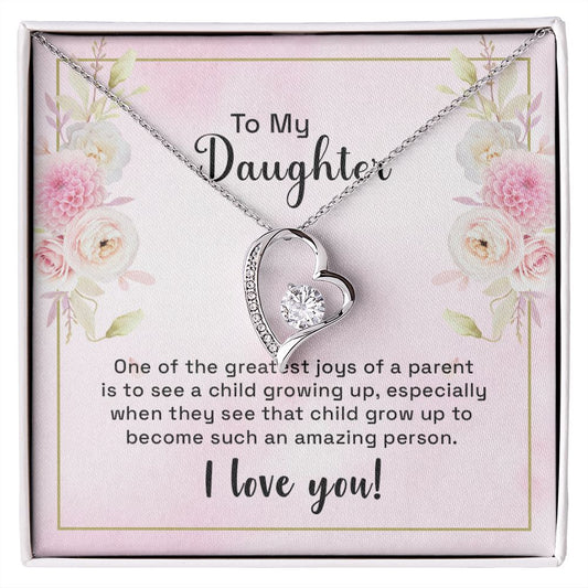 Mother and Daughter Necklace for Girls, To My Daughter Gift Necklace from Mom, Birthday Christmas Gift Graduation Gifts for Daughters, Jewelry Pendant Present for Daughter, Mother Daughter Gift 44 Forever Love Necklace