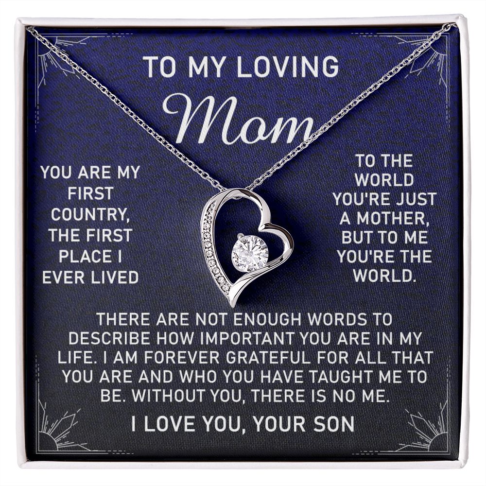 To My Loving Mom Necklace, Gift for Mom from Son, Mother's Day Jewelry Gift, Necklace for Mom Birthday Anniversary Mother's Day Jewelry Gift, To My Mom Necklace from Son Forever Love Necklace