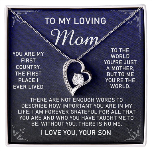 To My Loving Mom Necklace, Gift for Mom from Son, Mother's Day Jewelry Gift, Necklace for Mom Birthday Anniversary Mother's Day Jewelry Gift, To My Mom Necklace from Son Forever Love Necklace