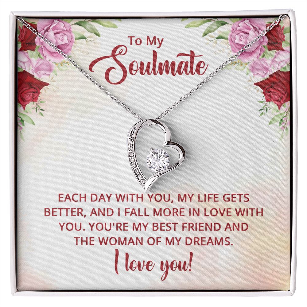 To My Soulmate Necklace for Women Birthday Christmas Jewelry Gifts For My Wife with Message Card Box Personalized Gift Present Pendant for Future Wife Soulmate Girlfriend Love 11 Forever Love Necklace