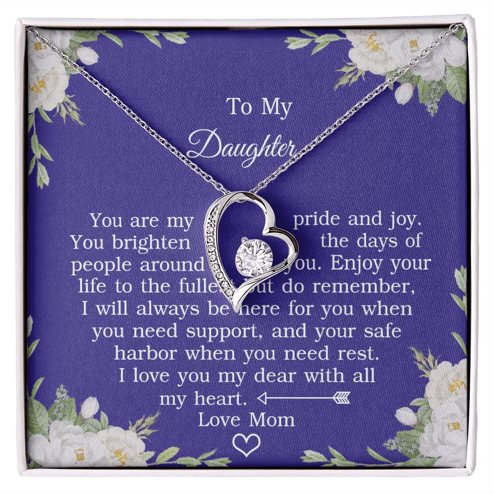 Mother Daughter Gift Ideas, To My Daughter Gift Necklace from Mom, Jewelry Pendant Present for Daughter, Birthday Christmas Gift Graduation Gifts for Daughters, Mother and Daughter Necklace 2137 Forever Love Necklace