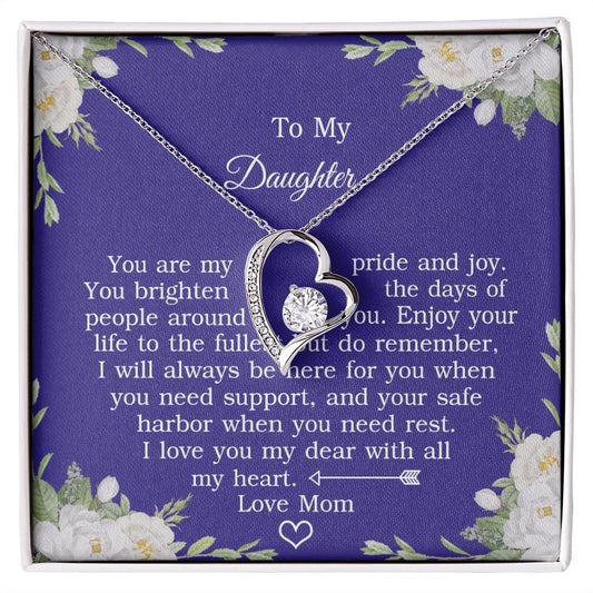 Mother Daughter Gift Ideas, To My Daughter Gift Necklace from Mom, Jewelry Pendant Present for Daughter, Birthday Christmas Gift Graduation Gifts for Daughters, Mother and Daughter Necklace 2137 Forever Love Necklace
