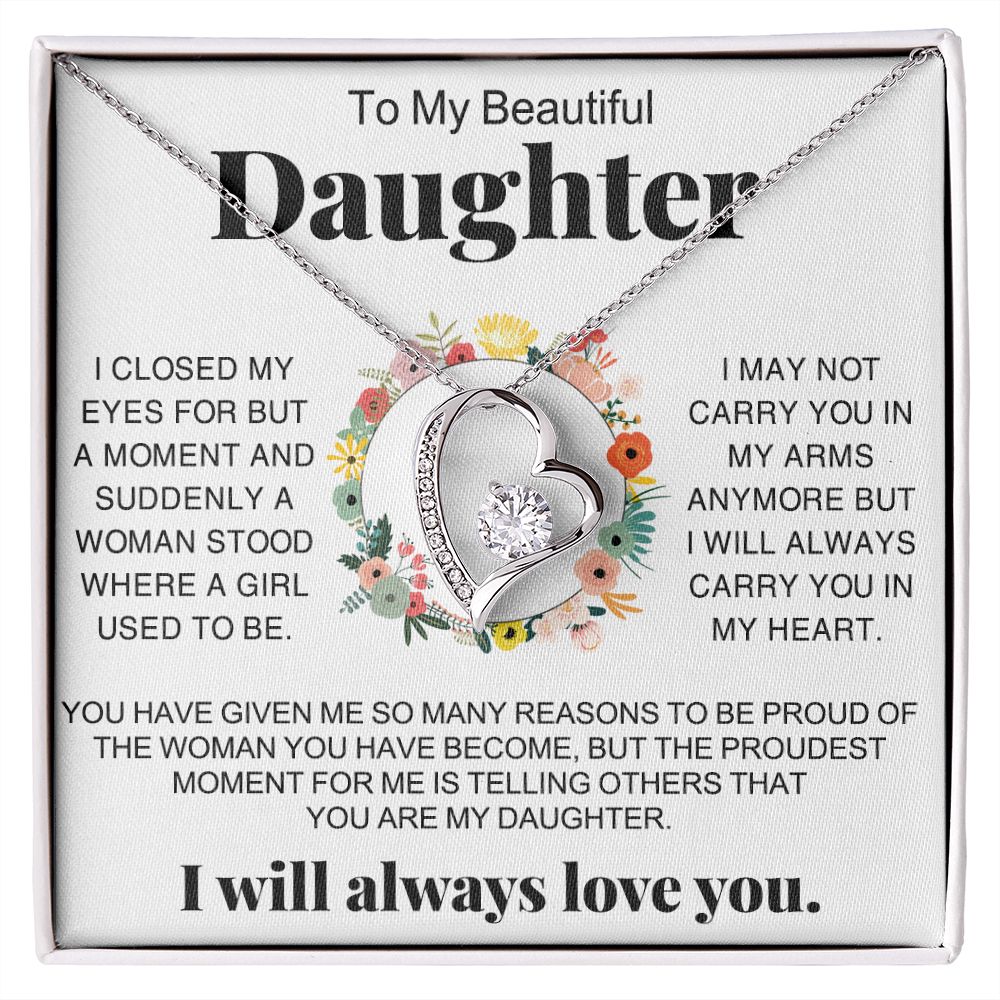 Jewelry Pendant Present for Daughter, To My Daughter Gift Necklace from Mom, Mother Daughter Gift Ideas, Birthday Christmas Gift Graduation Gifts for Daughters, Mother and Daughter Necklace 16 Forever Love Necklace