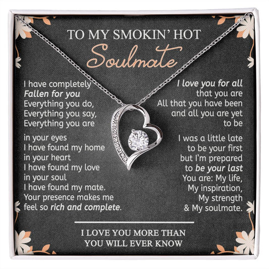 To My Smokin Hot Soulmate Necklace - Wife Gifts From Husband To My Wife Necklace, Gift for Her Romantic, Girlfriend Gifts Necklace for Wife from Men Includes Message Card and Gift Box 10 Forever Love Necklace