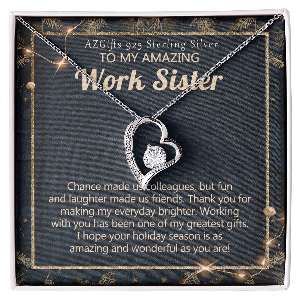 To My Work Sister Necklace Gift for Colleague Christmas Necklace for Work Sister from Co-Worker Christmas Pendant Gift for Colleague Christmas Jewelry Gift for Her Women 301 Forever Love Necklace