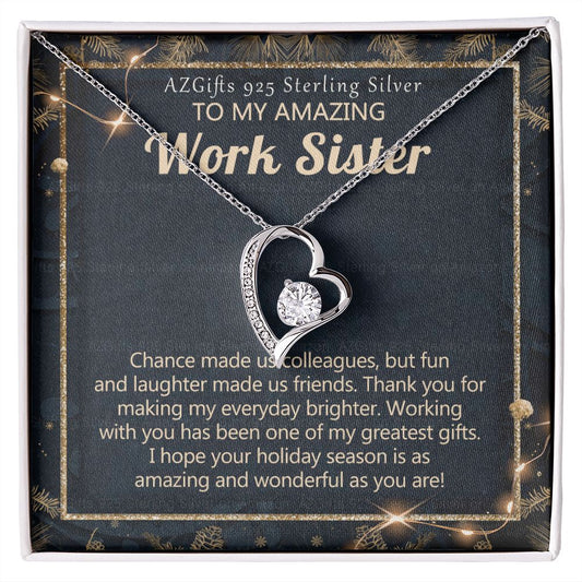To My Work Sister Necklace Gift for Colleague Christmas Necklace for Work Sister from Co-Worker Christmas Pendant Gift for Colleague Christmas Jewelry Gift for Her Women 301 Forever Love Necklace