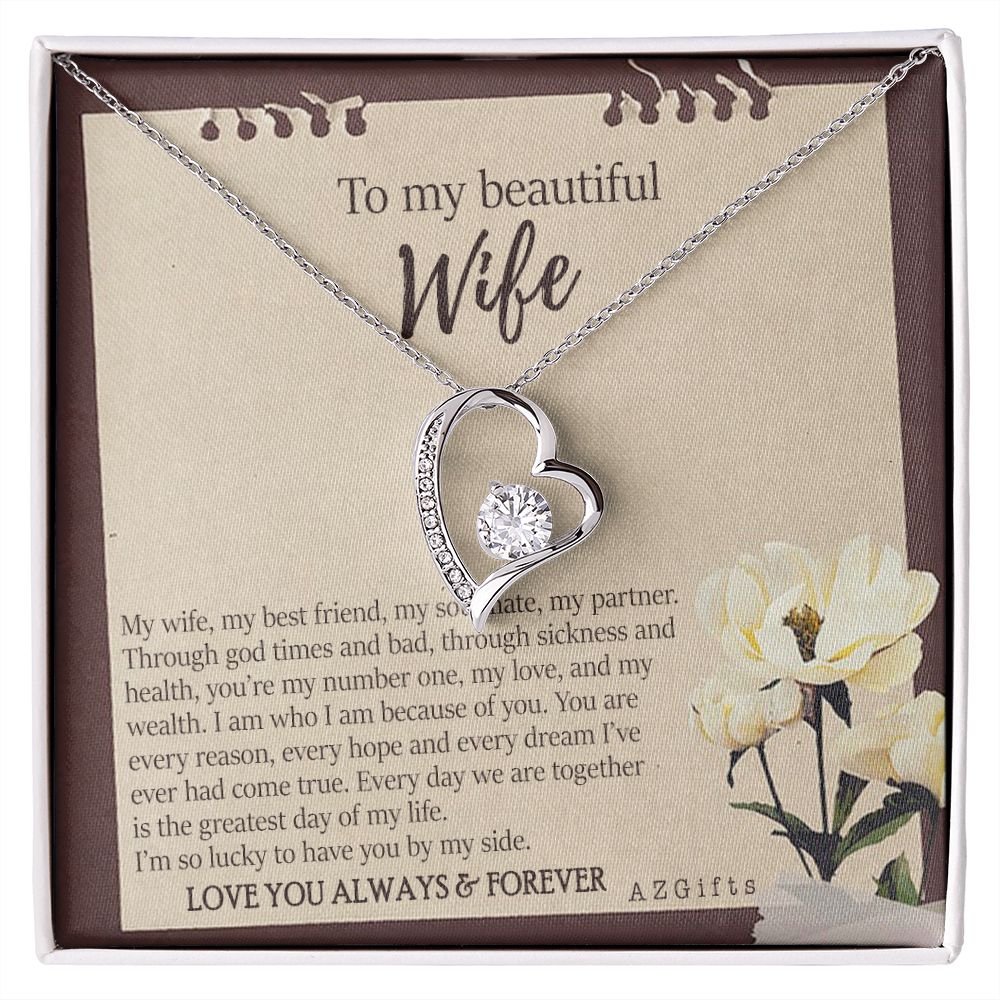 To My Wife Necklace from Husband, Personalized Necklace for Women, Luxury Necklace for Wife from Man Men, Wedding Anniversary Present For Wife, Beautiful Wife Jewelry Christmas Birthday Gifts For Wife7 Forever Love Necklace
