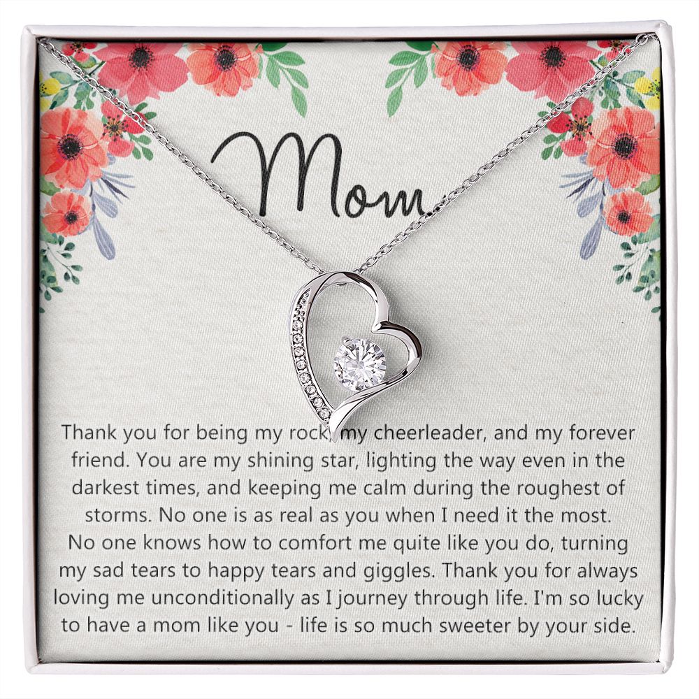 To My Mom Gift Necklace for Mother Daughter Jewelry, Thank You Mom Gift, Gift for Mom from Daughter to Mother Necklace Pendant Jewelry Box for Mom on Mother's Day Birthday Forever Love Necklace