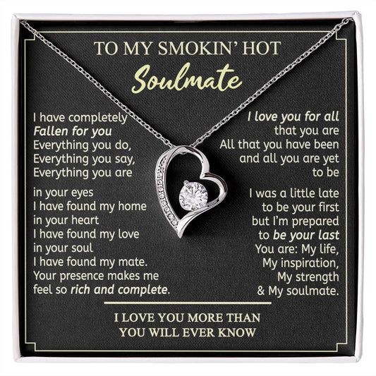 To My Smokin Hot Soulmate Necklace - Wife Gifts From Husband To My Wife Necklace, Gift for Her Romantic, Girlfriend Gifts Necklace for Wife from Men Includes Message Card and Gift Box 2 Forever Love Necklace