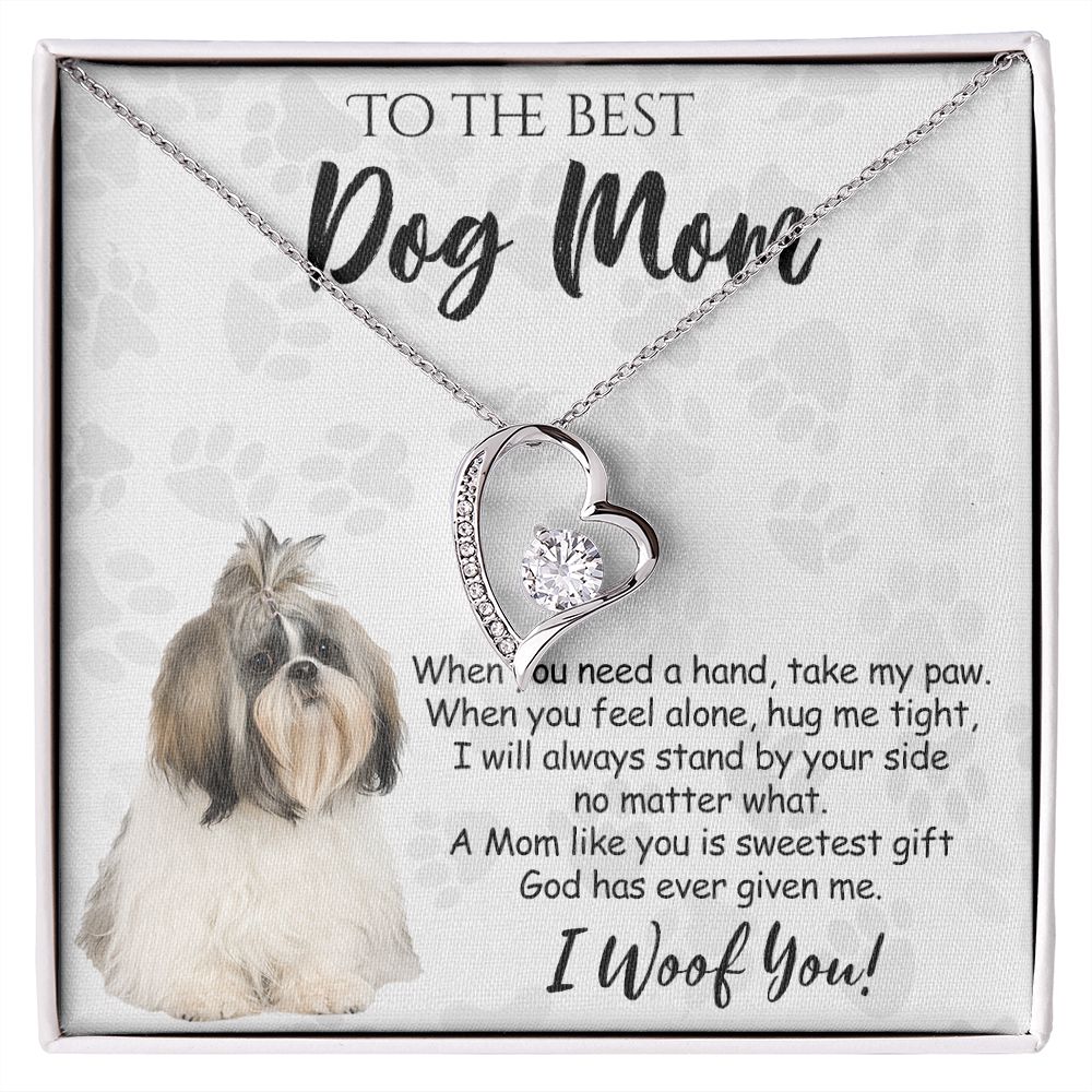 To The Best Shih Tzu Dog Mom Knot Necklace Mother's Day Gift , I Woof You Quote Gift Card, Message Card Jewelry For Dog Lovers, Necklace For Mom Forever Love Necklace