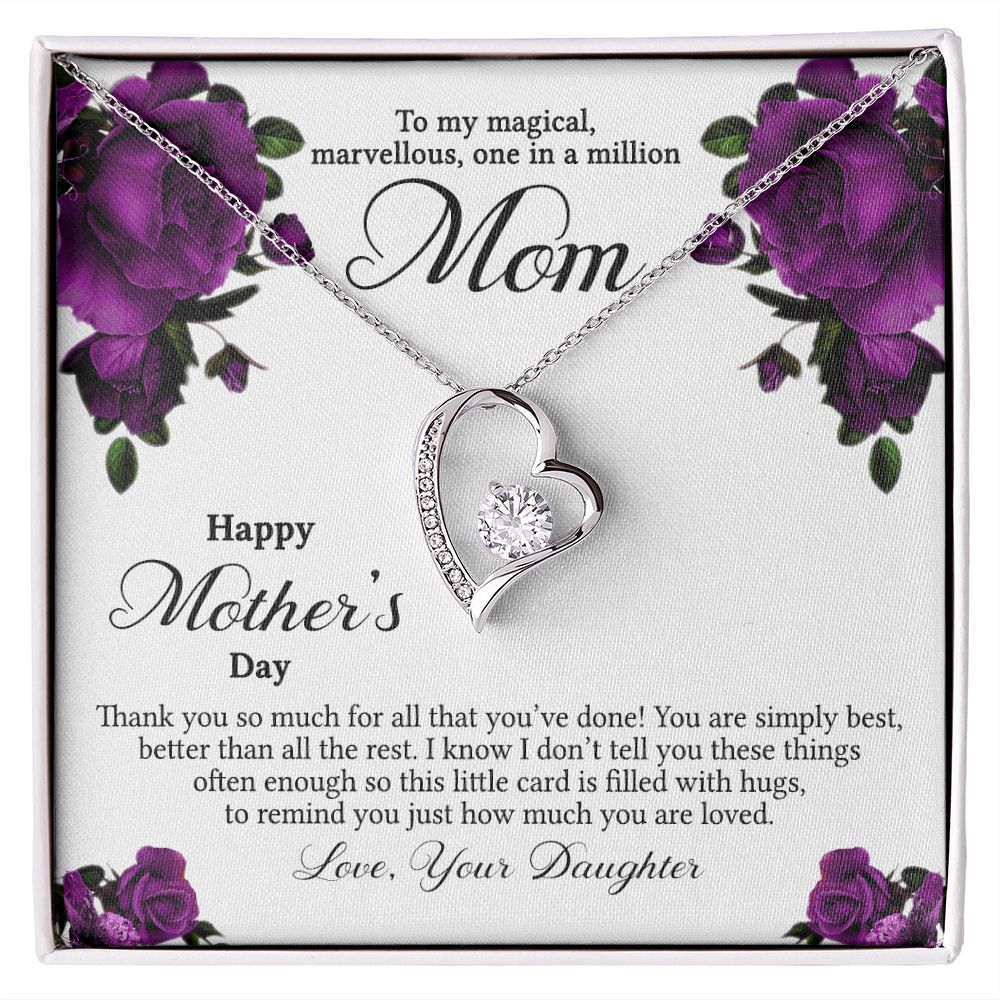 Mom Necklace Gifts for Mom from Daughter to Mom Gifts for Mothers Day from Daughter, To My Mom Necklace from Daughter to Mom Birthday Gifts Necklace with Message Card and Gift Box3 Forever Love Necklace