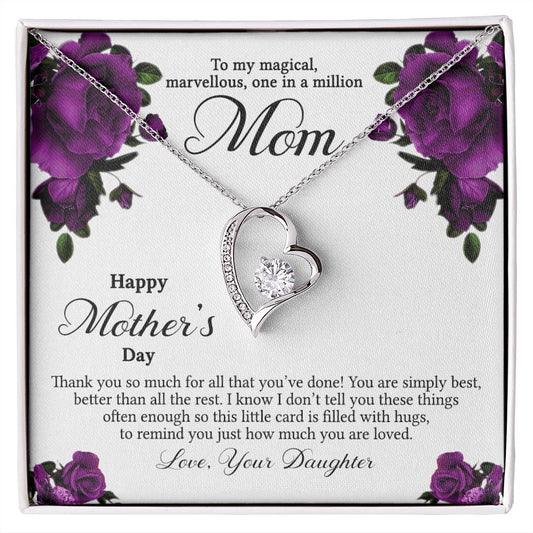 Mom Necklace Gifts for Mom from Daughter to Mom Gifts for Mothers Day from Daughter, To My Mom Necklace from Daughter to Mom Birthday Gifts Necklace with Message Card and Gift Box3 Forever Love Necklace