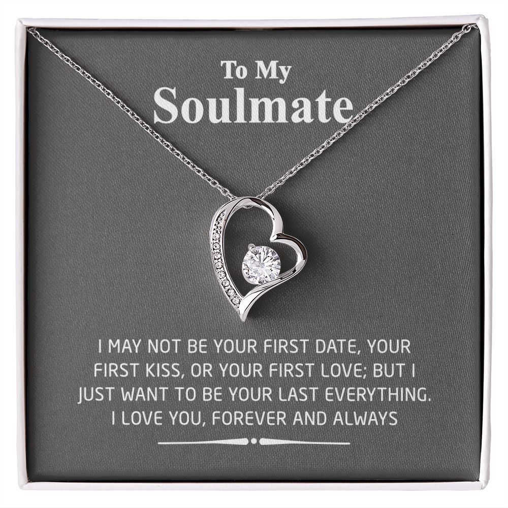 To My Soulmate Necklace for Women Birthday Valentines Day Jewelry Gifts For My Wife with Message Card Box Personalized Gift Present Pendant for Future Wife Soulmate Girlfriend Love 2 Forever Love Necklace