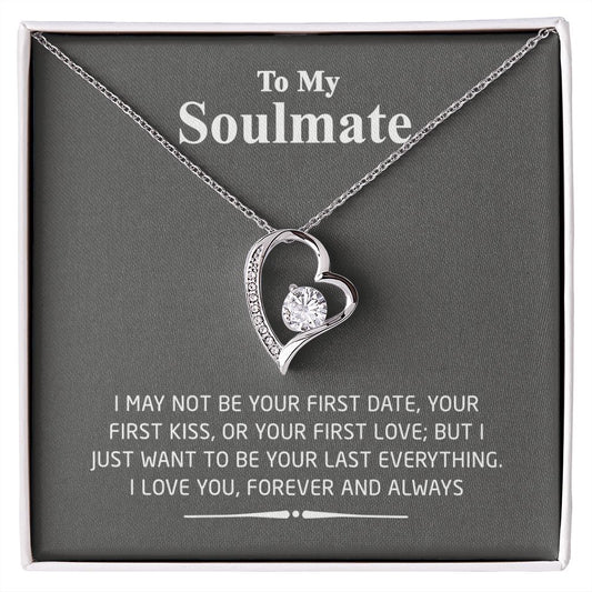To My Soulmate Necklace for Women Birthday Valentines Day Jewelry Gifts For My Wife with Message Card Box Personalized Gift Present Pendant for Future Wife Soulmate Girlfriend Love 2 Forever Love Necklace