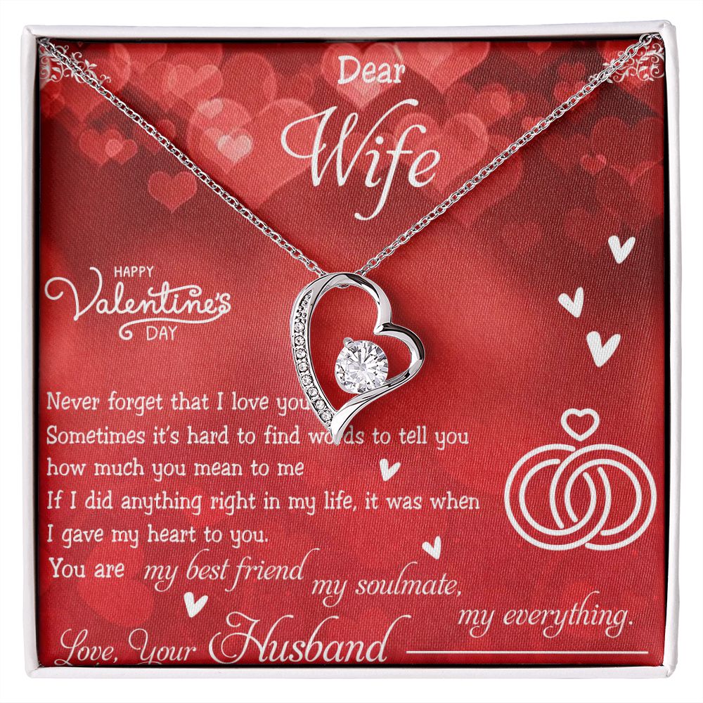 To My Wife Necklace, Wedding Anniversary Jewelry For Women, Necklace For Wife from Husband, Gift For Wife Birthday Gifts From Husband Necklace, Jewelry With Message Card In A Gift Box4 Forever Love Necklace