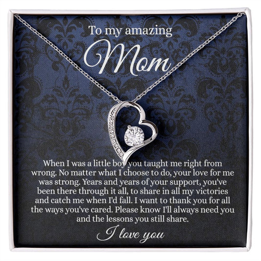 Gift for Mom Necklace, To My Beautiful Mom Love Knot Necklace Card, Mother’s Day Gift For Mom From Son, Thank You Mom Gift, Custom Jewelry Necklace For Mom Forever Love Necklace