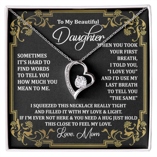 Mother Daughter Gift Ideas, To My Daughter Gift Necklace from Mom, Jewelry Pendant Present for Daughter, Birthday Christmas Gift Graduation Gifts for Daughters, Mother and Daughter Necklace 2134 Forever Love Necklace