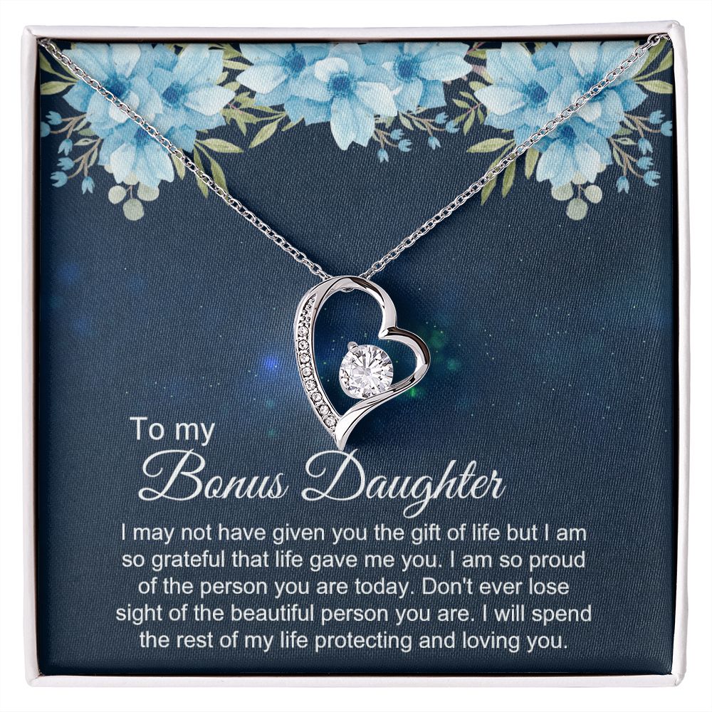 Bonus Daughter Gifts From Stepdad, Step Daughter Gifts From Stepmom, Stepdaughter Gifts From Stepdad, Father Stepdaughter Necklace, To My Bonus Daughter Necklaces, Christmas Gifts For Bonus4 Forever Love Necklace