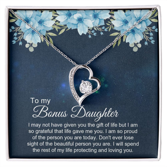 Bonus Daughter Gifts From Stepdad, Step Daughter Gifts From Stepmom, Stepdaughter Gifts From Stepdad, Father Stepdaughter Necklace, To My Bonus Daughter Necklaces, Christmas Gifts For Bonus4 Forever Love Necklace