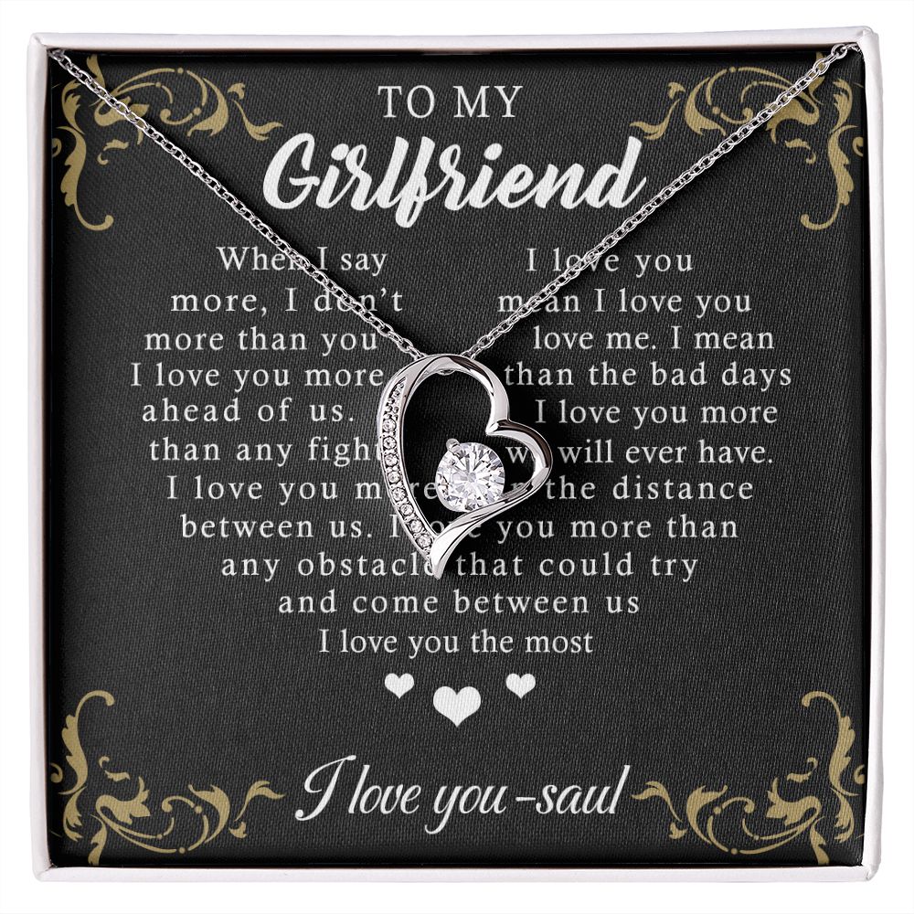 To My Girlfriend Necklace from Boyfriend, Personalized Necklace for Women, Luxury Necklace for Girlfriend, Wedding Anniversary Present For Her, Girlfriend Gift Jewelry Christmas Birthday Gift Forever Love Necklace