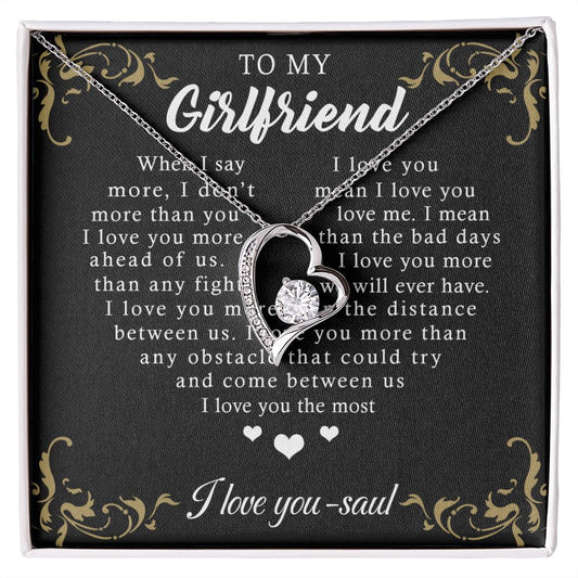 To My Girlfriend Necklace from Boyfriend, Personalized Necklace for Women, Luxury Necklace for Girlfriend, Wedding Anniversary Present For Her, Girlfriend Gift Jewelry Christmas Birthday Gift Forever Love Necklace