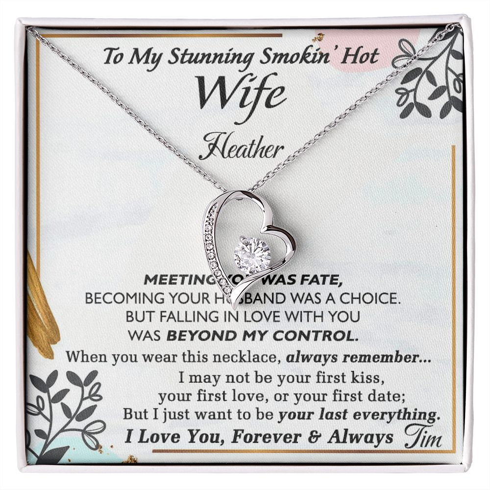 To My Wife Necklace from Husband, Personalized Necklace for Women, Luxury Necklace for Wife from Man Men, Wedding Anniversary Present For Wife, Beautiful Wife Jewelry Christmas Birthday Gift For Wife22 Forever Love Necklace