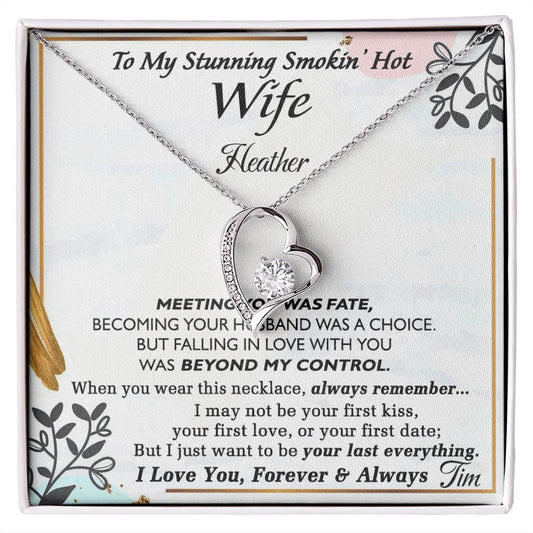 To My Wife Necklace from Husband, Personalized Necklace for Women, Luxury Necklace for Wife from Man Men, Wedding Anniversary Present For Wife, Beautiful Wife Jewelry Christmas Birthday Gift For Wife22 Forever Love Necklace