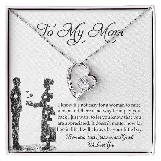 Mom Necklace Gifts for Mom from Daughter to Mom Gifts for Mothers Day from Daughter, To My Mom Necklace from Daughter to Mom Birthday Gifts Necklace with Message Card and Gift Box2 Forever Love Necklace