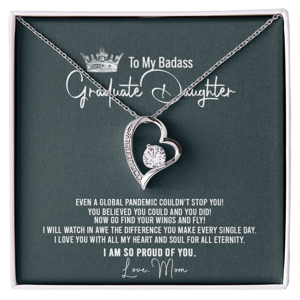 Badass Graduation Daughter Gift From Mom, Graduation Gift, Necklace Congrats Graduation Pendants Gift For Daughter, Daughter In law, Daughter Necklace From Mom Forever Love Necklace