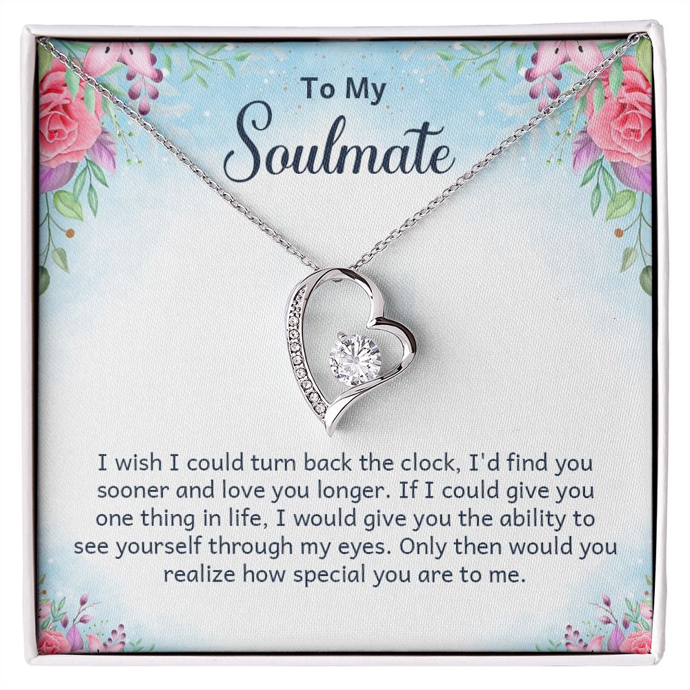 To My Soulmate Necklace for Women Birthday Christmas Jewelry Gifts For My Wife with Message Card Box Personalized Gift Present Pendant for Future Wife Soulmate Girlfriend Love 17 Forever Love Necklace