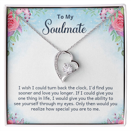 To My Soulmate Necklace for Women Birthday Christmas Jewelry Gifts For My Wife with Message Card Box Personalized Gift Present Pendant for Future Wife Soulmate Girlfriend Love 17 Forever Love Necklace