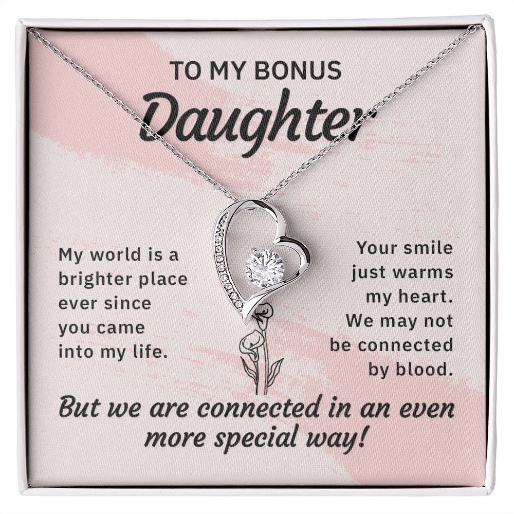 Bonus Daughter Gifts From Stepdad, Step Daughter Gifts From Stepmom, Stepdaughter Gifts From Stepdad, Father Stepdaughter Necklace, To My Bonus Daughter Necklaces, Christmas Gifts For Bonus11 Forever Love Necklace