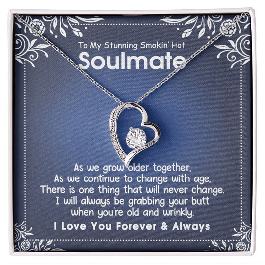 To My Smokin Hot Soulmate Necklace - Wife Gifts From Husband To My Wife Necklace, Gift for Her Romantic, Girlfriend Gifts Necklace for Wife from Men Includes Message Card and Gift Box 5 Forever Love Necklace