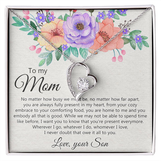 To my Mom Love Your Son Necklace, Meaningful Gift for Mom Necklace Jewelry for Women, Gift for Mom from Son, Son to Mom Jewelry Box, Mom Gift on Mother's Day Birthday Holiday Present Forever Love Necklace