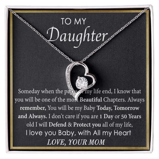 Mother Daughter Gift Ideas, To My Daughter Gift Necklace from Mom, Jewelry Pendant Present for Daughter, Birthday Christmas Gift Graduation Gifts for Daughters, Mother and Daughter Necklace 2136 Forever Love Necklace