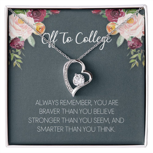 Off To College Necklace, Graduation Gifts For for Girl Congrats Graduation Pendants Gift For Daughter, Granddaughter, Niece, Sister Forever Love Necklace