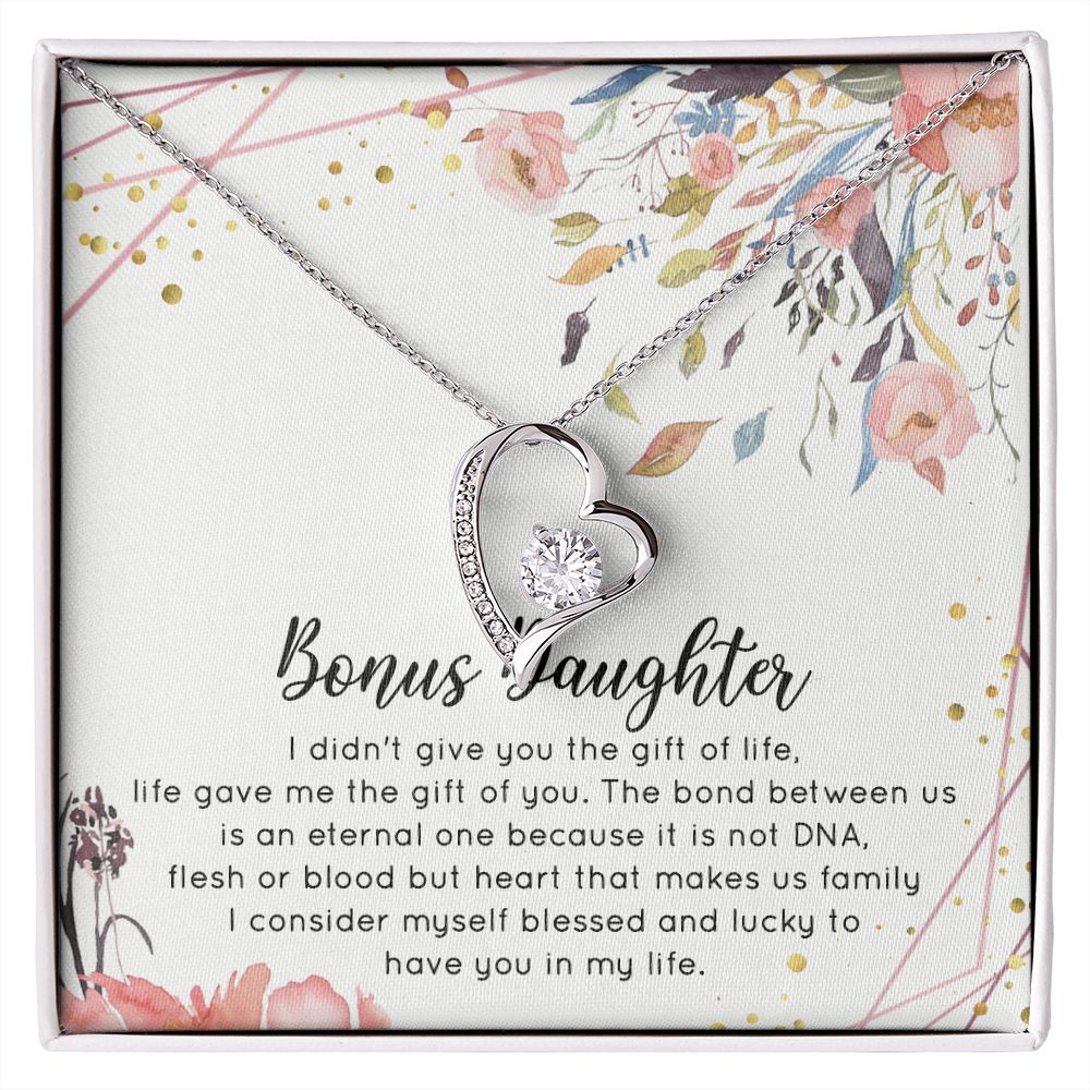 Bonus Daughter Gifts From Stepdad, Step Daughter Gifts From Stepmom, Stepdaughter Gifts From Stepdad, Father Stepdaughter Necklace, To My Bonus Daughter Necklaces, Christmas Gifts For Bonus2 Forever Love Necklace