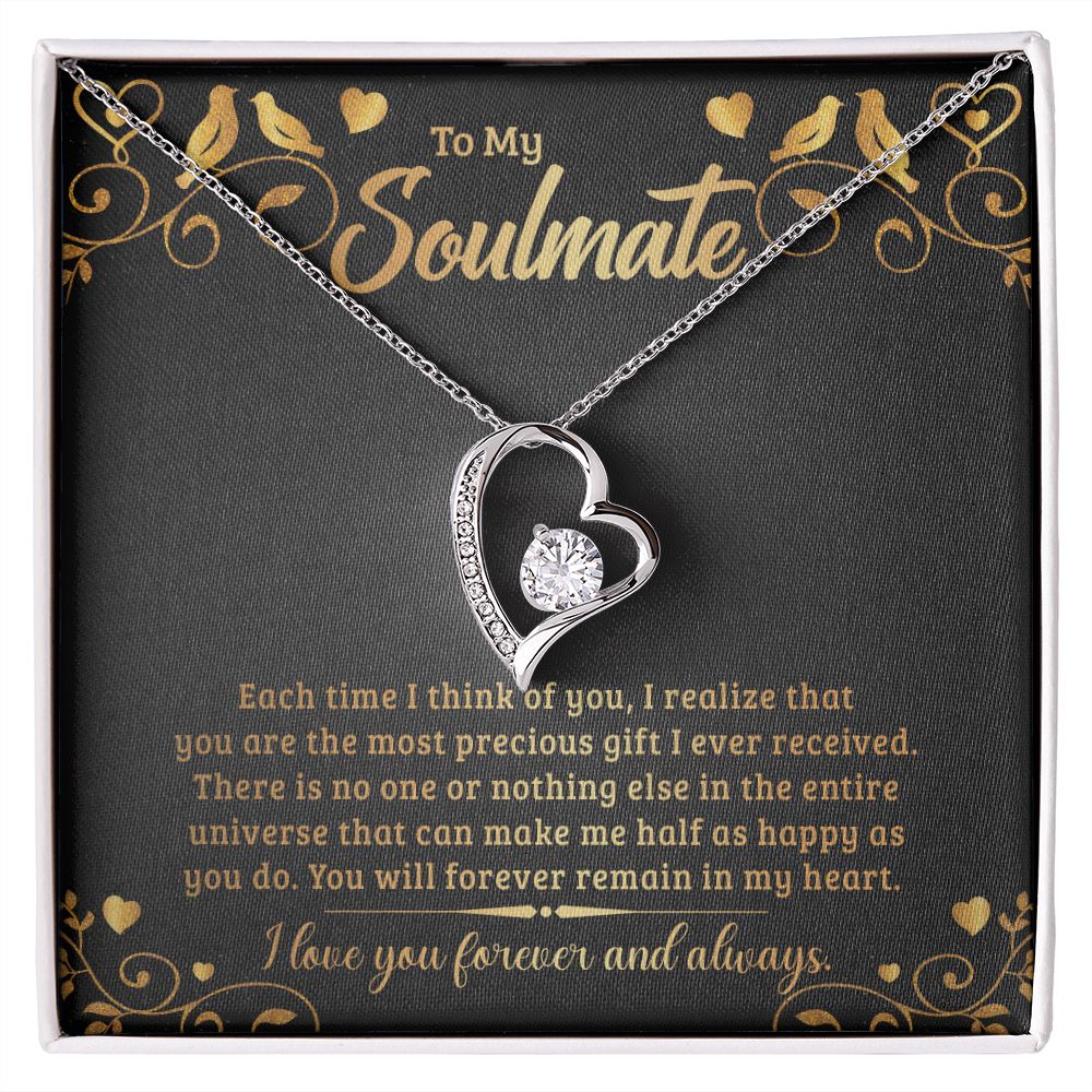 To My Soulmate Necklace for Women Birthday Christmas Jewelry Gifts For My Wife with Message Card Box Personalized Gift Present Pendant for Future Wife Soulmate Girlfriend Love 19 Forever Love Necklace