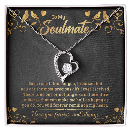 To My Soulmate Necklace for Women Birthday Christmas Jewelry Gifts For My Wife with Message Card Box Personalized Gift Present Pendant for Future Wife Soulmate Girlfriend Love 19 Forever Love Necklace