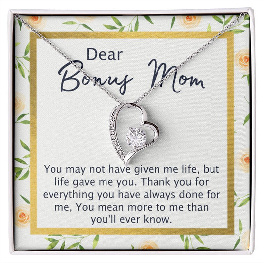 Bonus Mom Gifts, To My Bonus Mom Necklace, Bonus Mom Jewelry, Necklace for Bonus Mom, Step Daughter To Stepmother Necklace, Step Mom Necklace for Women Step Mom Mothers Day Jewelry Forever Love Necklace