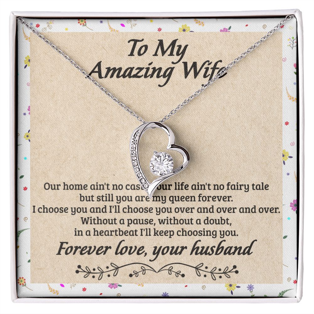 Birthday Gifts For Wife, Necklace Gifts For Wife From Husband, To My Wife Jewelry For Women , To My Wife Necklace  from Husband Wedding Anniversary Present For Wife, Beautiful Wife Jewelry Christmas18 Forever Love Necklace